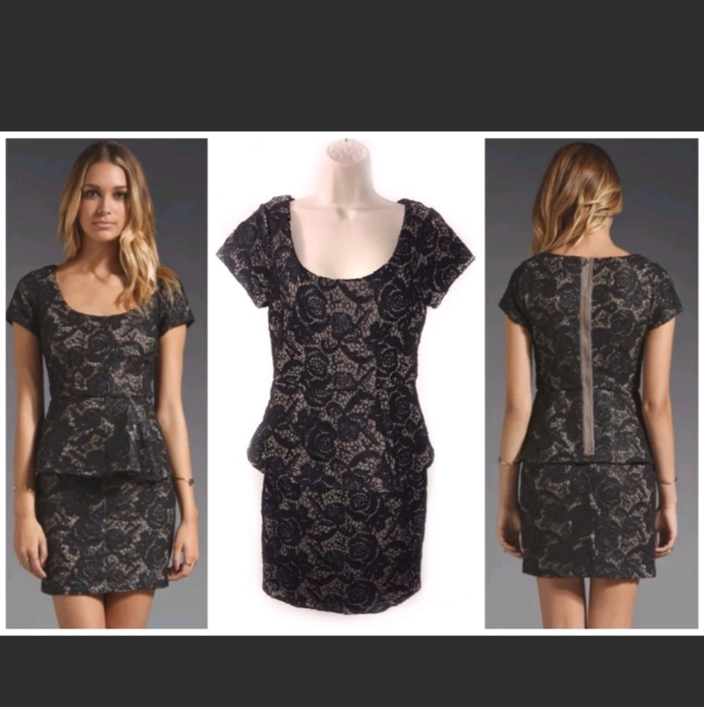 NWT | Tracy Reese | Black Floral Lace Peplum Dress - Women's Size 10